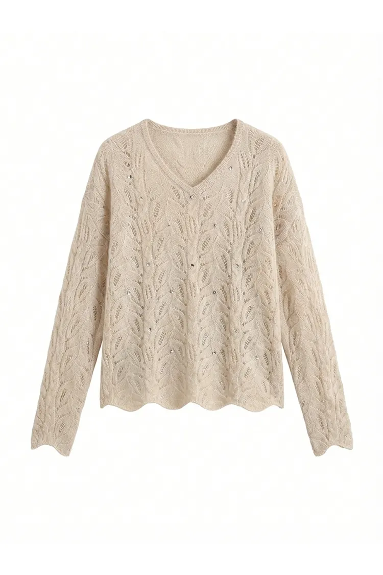 Schlanker Kaschmirpullover für Damen mit V-Ausschnitt